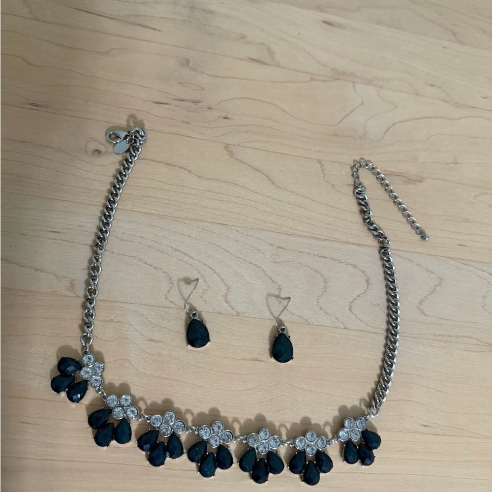 Elegant Silver and Blue Necklace & Earring Set